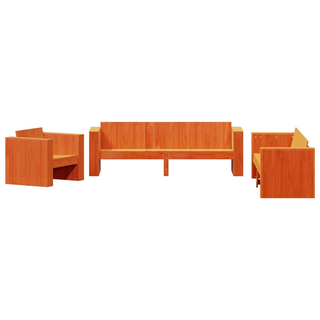 2 Piece Garden Lounge Set Wax Brown Solid Wood Pine - Giant Lobelia