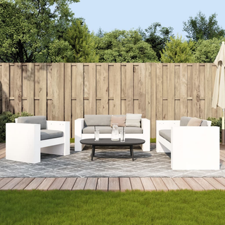 2 Piece Garden Lounge Set White Solid Wood Pine - Giant Lobelia