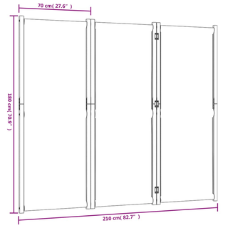 3-Panel Room Divider Light Grey 210x180 cm - Giant Lobelia