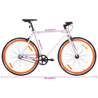 vidaXL Fixed Gear Bike White and Orange 700c 59 cm - Giant Lobelia