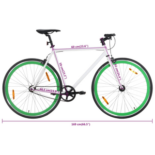 vidaXL Fixed Gear Bike White and Green 700c 59 cm - Giant Lobelia