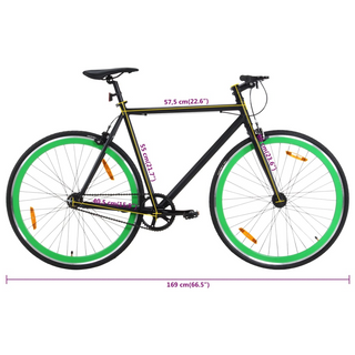 vidaXL Fixed Gear Bike Black and Green 700c 55 cm - Giant Lobelia