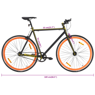 vidaXL Fixed Gear Bike Black and Orange 700c 51 cm - Giant Lobelia