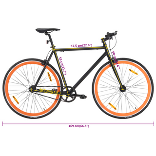 vidaXL Fixed Gear Bike Black and Orange 700c 55 cm - Giant Lobelia