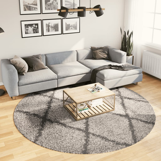 vidaXL Shaggy Rug High Pile Modern Beige and Anthracite Ø 240 cm - Giant Lobelia