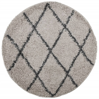 vidaXL Shaggy Rug High Pile Modern Beige and Anthracite Ø 240 cm - Giant Lobelia