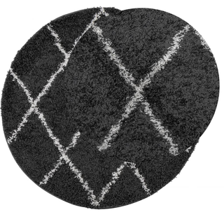 Shaggy Rug High Pile Modern Black and Cream Ø 280 cm - Giant Lobelia