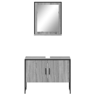 2 Piece Bathroom Cabinet Set Grey Sonoma Engineered Wood - Giant Lobelia