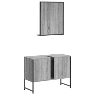 2 Piece Bathroom Cabinet Set Grey Sonoma Engineered Wood - Giant Lobelia