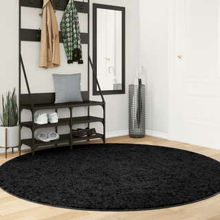 vidaXL Rug OVIEDO Short Pile Black Ø 200 cm - Giant Lobelia