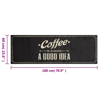 vidaXL Kitchen Rug Washable Coffee Text 60x180 cm Velvet - Giant Lobelia