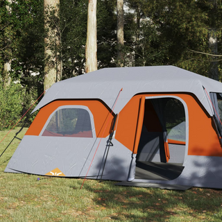 Camping Tent 9-Person Grey and Orange Waterproof - Giant Lobelia