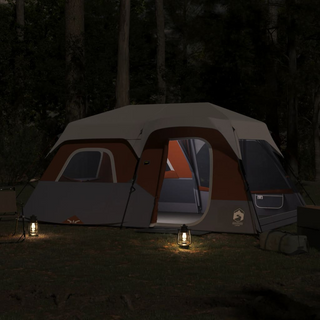 Camping Tent with LED Light 9-Person Light Grey and Orange - Giant Lobelia