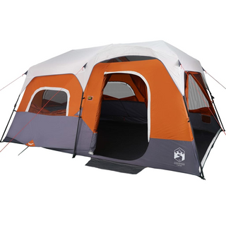 Camping Tent with LED Light 9-Person Light Grey and Orange - Giant Lobelia