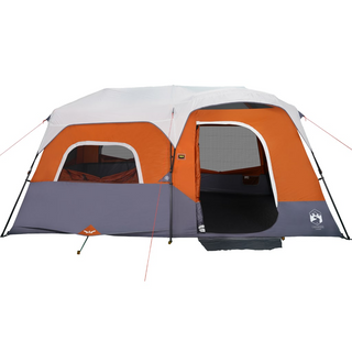 Camping Tent with LED Light 9-Person Light Grey and Orange - Giant Lobelia