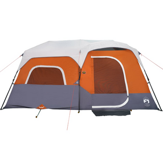 Camping Tent with LED Light 9-Person Light Grey and Orange - Giant Lobelia