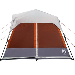 Camping Tent with LED Light 9-Person Light Grey and Orange - Giant Lobelia