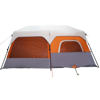 Camping Tent with LED Light 9-Person Light Grey and Orange - Giant Lobelia