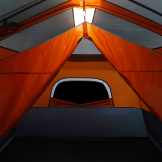 Camping Tent with LED Light 9-Person Light Grey and Orange - Giant Lobelia