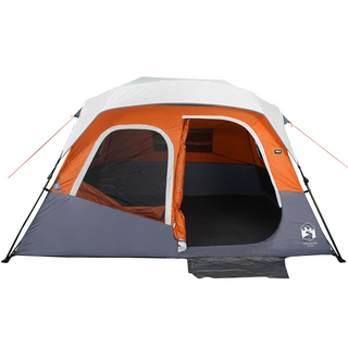 Camping Tent with LED Light 6-Person Light Grey and Orange - Giant Lobelia