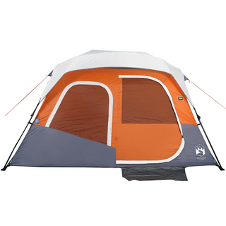 Camping Tent with LED Light 6-Person Light Grey and Orange - Giant Lobelia