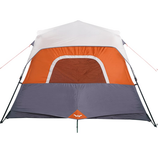 Camping Tent with LED Light 6-Person Light Grey and Orange - Giant Lobelia