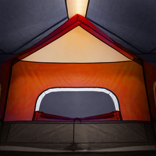 Camping Tent with LED Light 6-Person Light Grey and Orange - Giant Lobelia