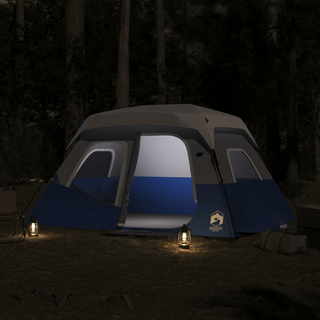 Camping Tent with LED Light 6-Person Light Blue - Giant Lobelia