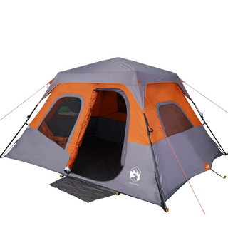 Camping Tent 6-Person Grey and Orange Waterproof - Giant Lobelia