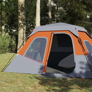 Camping Tent 6-Person Grey and Orange Waterproof - Giant Lobelia