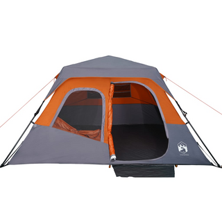 Camping Tent 6-Person Grey and Orange Waterproof - Giant Lobelia