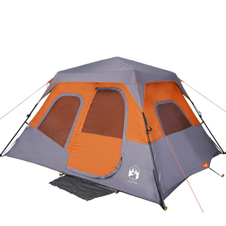 Camping Tent 6-Person Grey and Orange Waterproof - Giant Lobelia