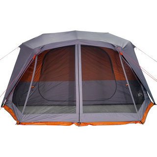 Camping Tent 10-Person Grey and Orange Waterproof - Giant Lobelia