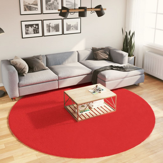 Rug OVIEDO Short Pile Red Ø 240 cm - Giant Lobelia