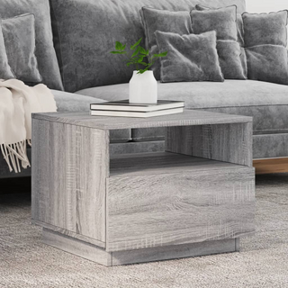 vidaXL Coffee Table with LED Lights Grey Sonoma 50x49x40 cm - Giant Lobelia