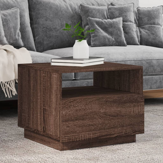 vidaXL Coffee Table with LED Lights Brown Oak 50x49x40 cm - Giant Lobelia