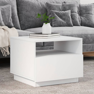 vidaXL Coffee Table with LED Lights White 50x49x40 cm - Giant Lobelia