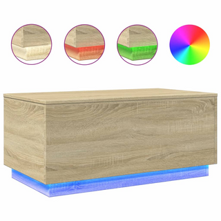 vidaXL Coffee Table with LED Lights Sonoma Oak 90x50x40 cm - Giant Lobelia