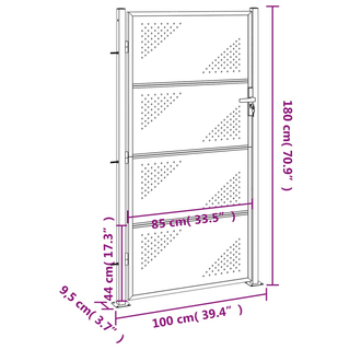 vidaXL Garden Gate 100x180 cm Stainless Steel - Giant Lobelia