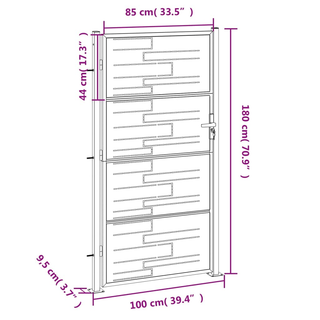 vidaXL Garden Gate 100x180 cm Stainless Steel - Giant Lobelia