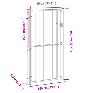 vidaXL Garden Gate 100x200 cm Stainless Steel - Giant Lobelia