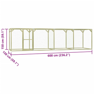 Chicken Cage 6x1.5x1.5 m Impregnated Wood Pine and Steel - Giant Lobelia