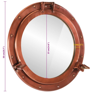 Porthole Mirror Wall Hanging Ø50 cm Aluminium and Glass - Giant Lobelia