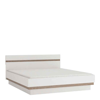 Chelsea Bedroom Kingsize Bed in White with a Oak Trim with Lift Up Function - Giant Lobelia