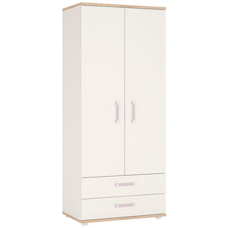 4KIDS 2 Door 2 Drawer Wardrobe with Orange Handles - Giant Lobelia