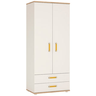 4KIDS 2 Door 2 Drawer Wardrobe with Orange Handles - Giant Lobelia