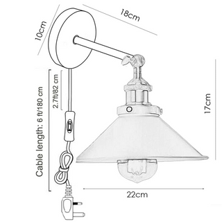 E27 Wall Light Porch Lamp Vintage Industrial Indoor Plug In Wall Light Sconce~2224