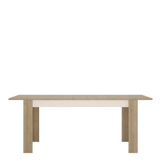 Large Extending Dining Table 160-200cm in Riviera Oak/White High Gloss - Giant Lobelia