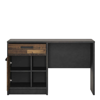 Brooklyn Desk with 1 Door and 1 Drawer in Walnut and Dark Matera Grey - Giant Lobelia