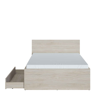 Denim 120cm Bed with 1 Drawer in Light Walnut, Grey Fabric Effect and Cashmere - Giant Lobelia